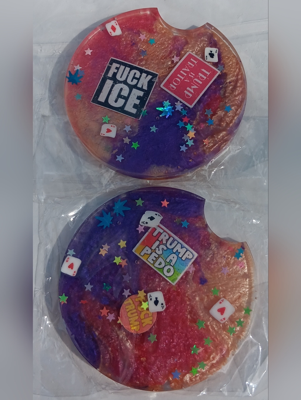 Handmade Multicolor Resin Coasters - Set of 2